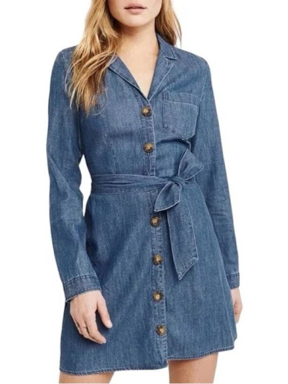 NWT ABERCROMBIE & FINCH Denim Button-Up Long Sleeve Dress with Belt